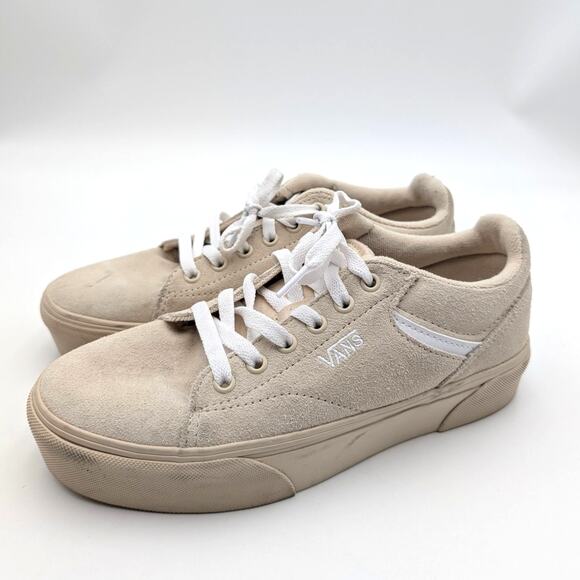 Vans Seldan Platform Sneaker Shoes Round Toe Women's Beige Suede Size US8 EU38.5 - Picture 1 of 13